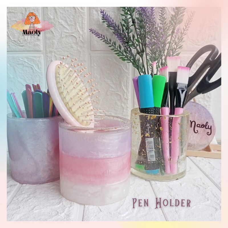 Pen Brush Holder Unik Resin Tempat Pensil Custom Kado Decor Shabby Lampu Tidur Aestethic Pajangan Rumah