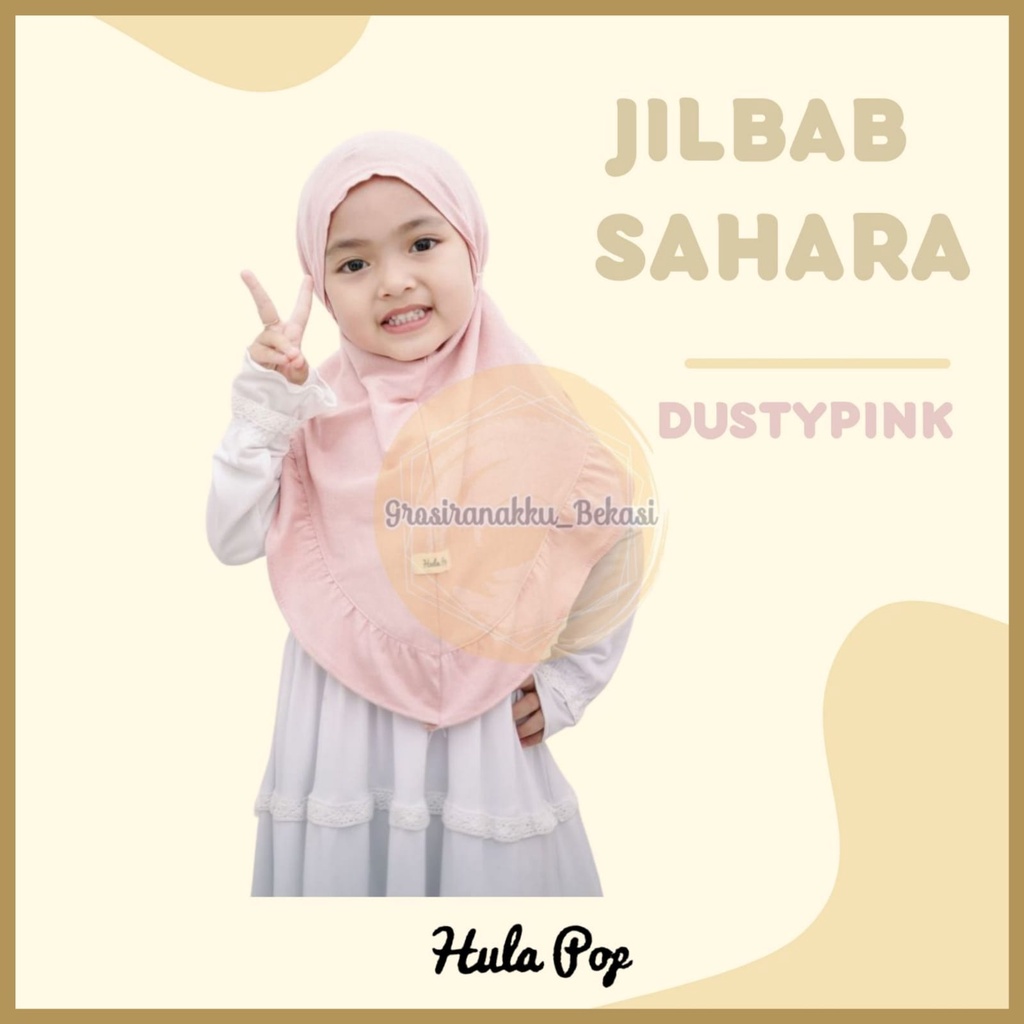 Jilbab Anak Sahara Hullapop Warna Dusty Pink Size 1-5tahun