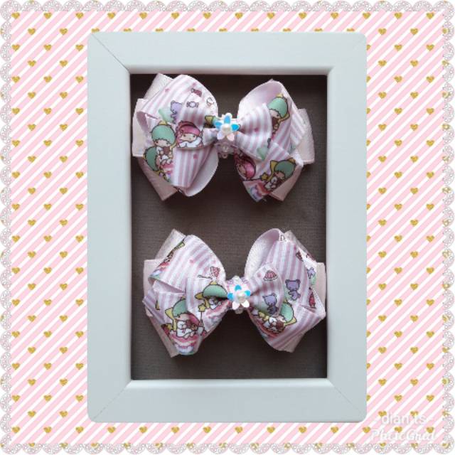 

Jepit pita satin sanrio little twin star soft pink beads payet