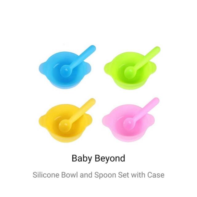 Baby Beyond Silicone Bowl and Spoon Set with Case / Mangkok Sendok Peralatan Makan Silikon Anak Bayi