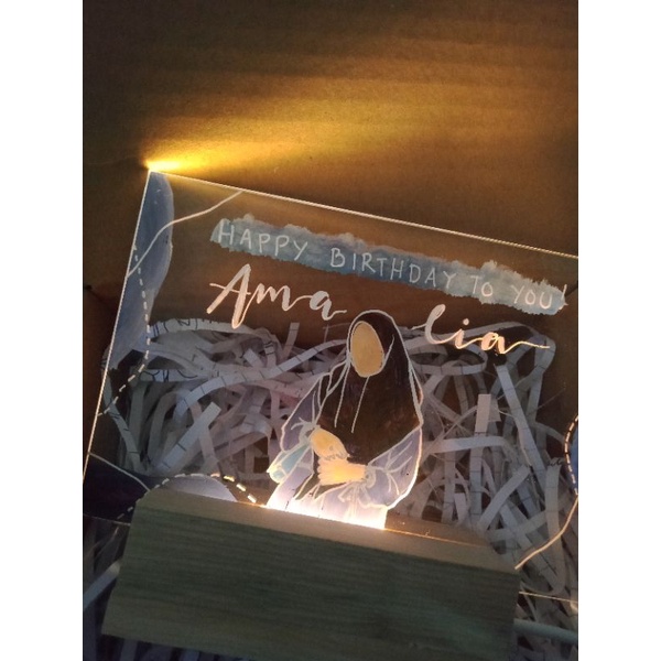 Acrylic lamp|| kado wisuda/ultah/wedding|| kado estetik || Akrilik ilustrasi custom