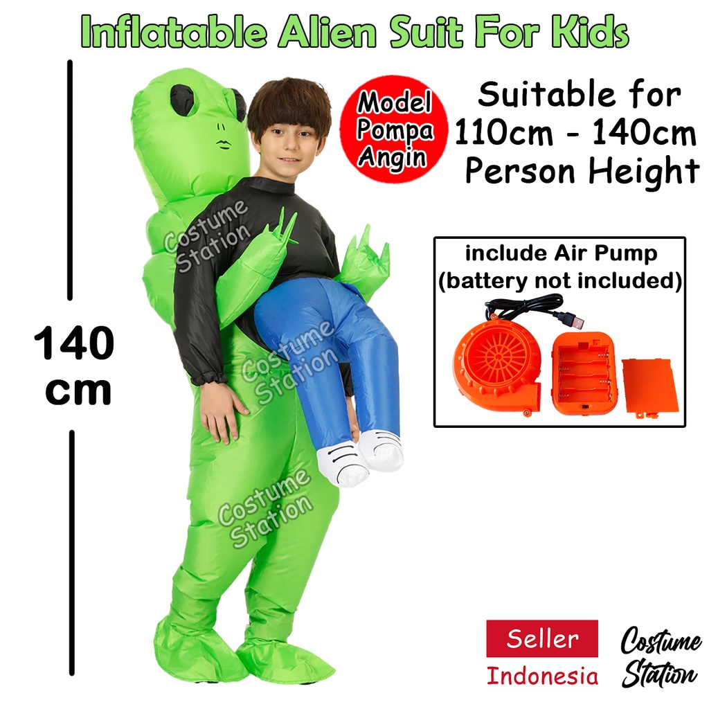 Kostum Alien UFO Abduction / Costume Ghost Hantu Culik Halloween Inflatable pompa angin anak