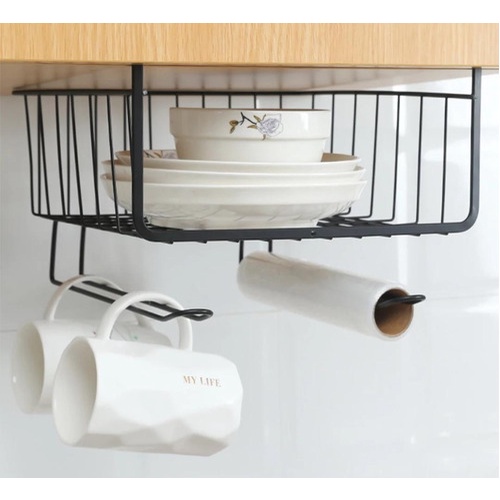 Rak Gantung Tambahan Bawah Lemari Pakaian Sela Laci Dapur Kamar Mandi Serbaguna Kuat Tebal Cabinet Door Organizer Storage Basket Rack