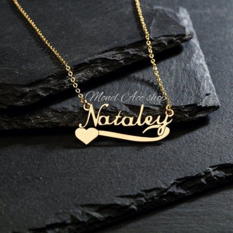 Kalung nama lapis emas Kalung nama anak titanium lapis emas