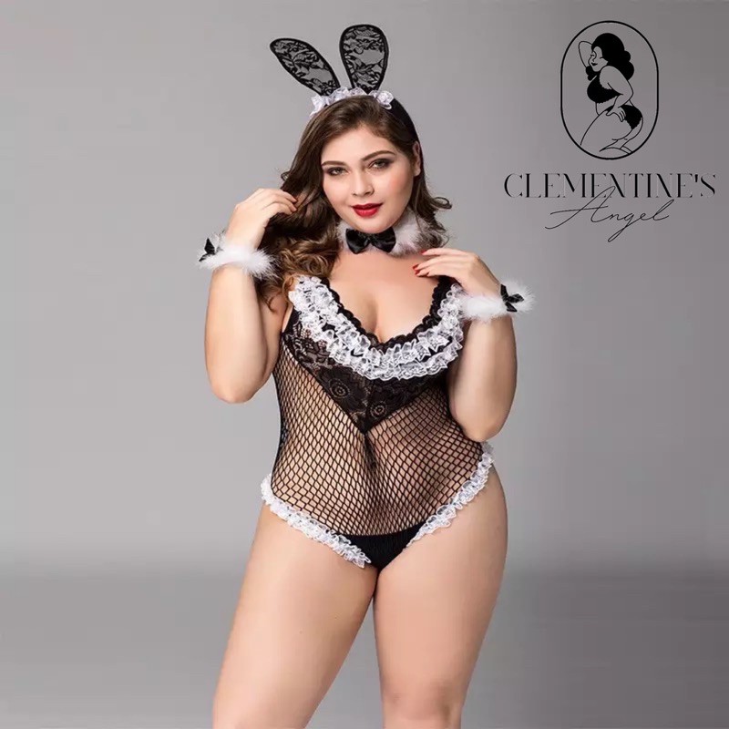 Lingerie Cosplay jumbo wanita plus size baju tidur big size import sexy bunny playboy