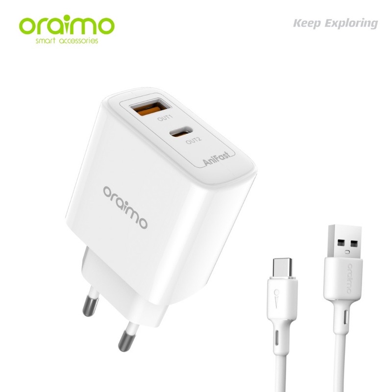 Oraimo OCW-E100D PowerGan Dual Charger Kit 25W Super Speed Fast Charging - Garansi 1 Tahun