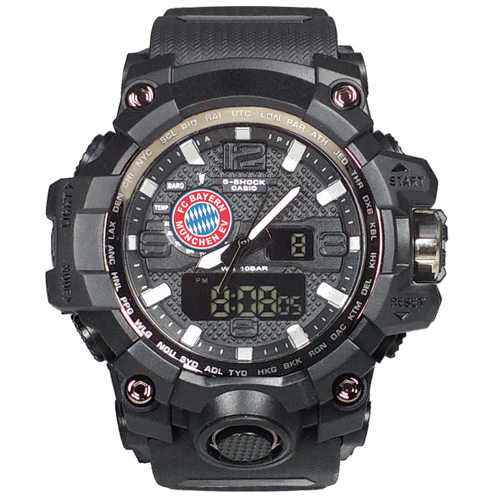 (Istimewa Bossque) Jam BAYERN MUNCHEN Double Time Full Black (Exclusive)