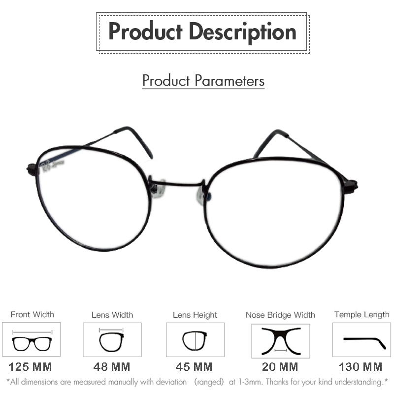 Kacamata Anti Radiasi Komputer HP Lensa Blue Light Blocking Fashion Wanita Pria Unisex Frame Oval Metal / Besi / Kacamata Anti Sinar Biru