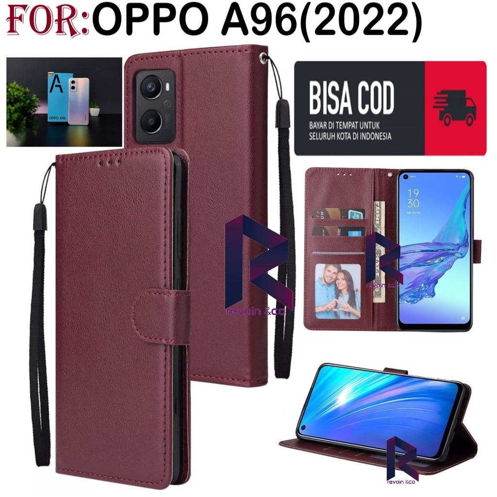 NEW OPPO A96 2022 FLIP WALLET LEATHER KULIT PREMIUM SARUNG BUKA TUTUP FLIP CASE OPPO A96 TERBARU