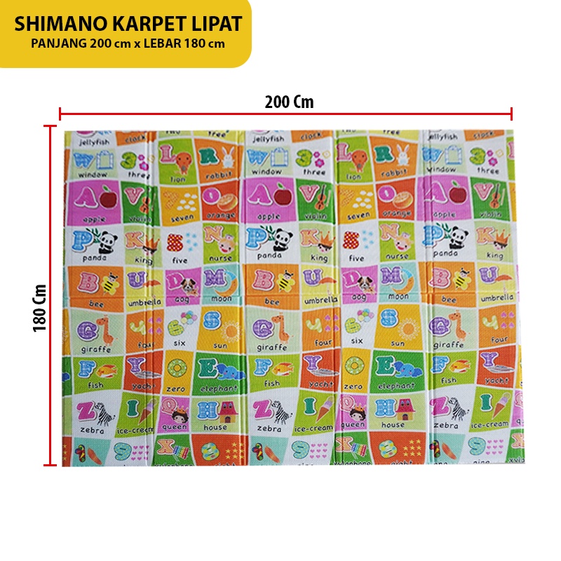 SHIMANO Matras Karpet Tikar Foam Playmat Lipat Bayi Motif Anak Printing Tebal 200cm x 180cm