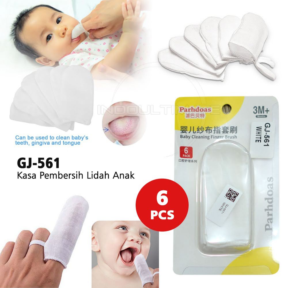 isi 6 Pembersih Lidah Bayi Oral Cleaning Finger Baby Newborn Sikat Gigi Kasa Finger Brush GJ-561