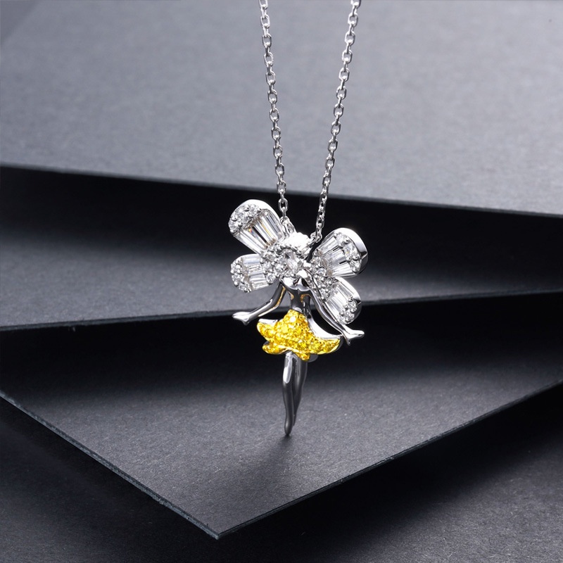 Butterfly Kalung Rantai Dengan Liontin Kupu-Kupu Warna Kuning Untuk Wanita