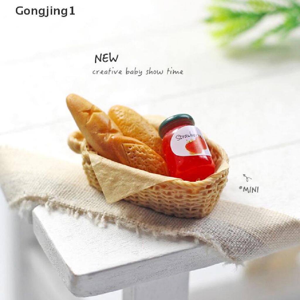 Gongjing 1pc Mainan Miniatur Keranjang Selai / Roti Skala 1: 12 Untuk Aksesoris Dapur Rumah Boneka