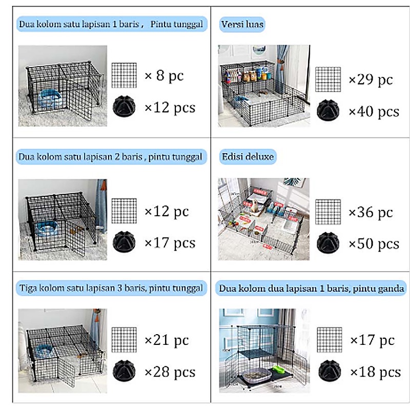 Kandang Hewan Peliharaan / Kandang Anjing / Kandang Kucing / Kandang Hamster Burung Pagar Besi DIY