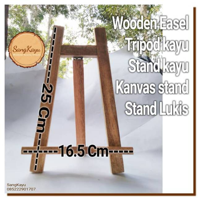 Wooden easel 25x16.5 Cm Stand kayu tripod kayu photo stand lukis-2