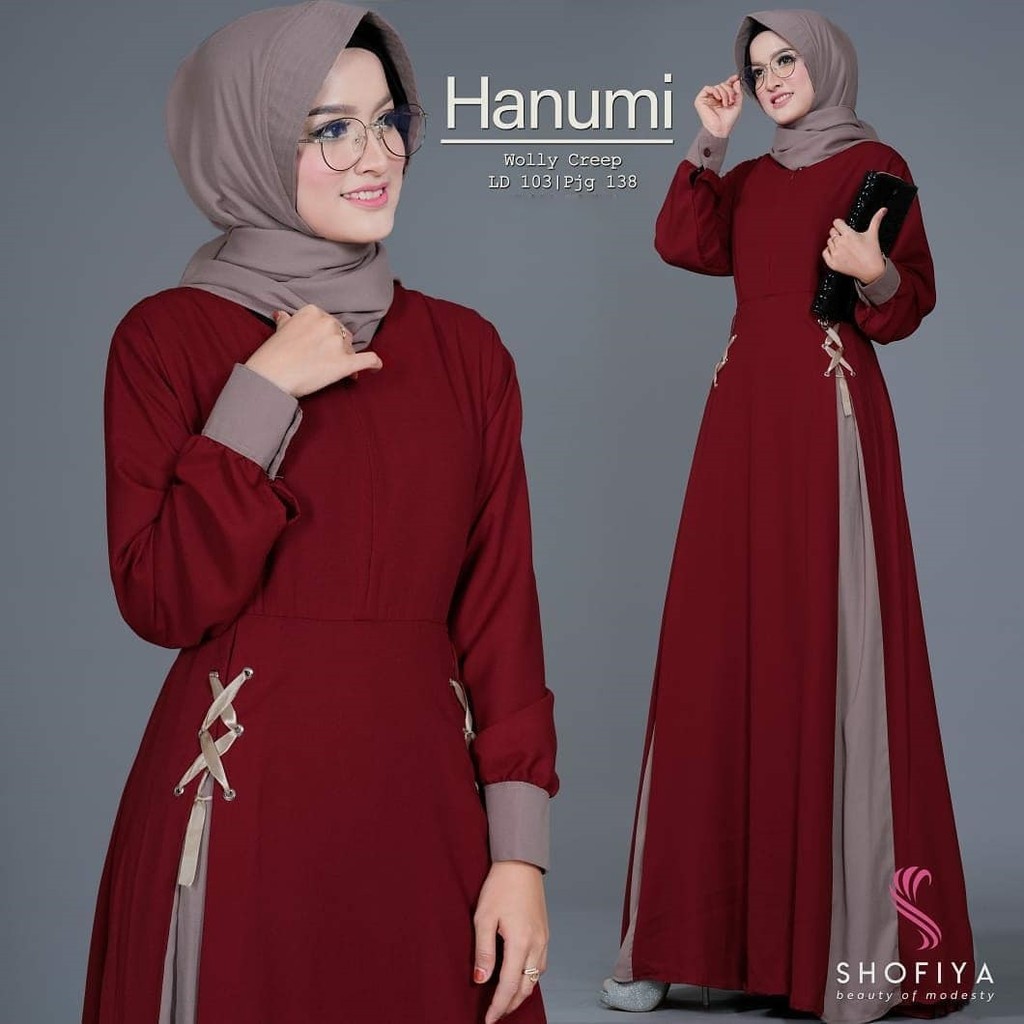  Baju  Gamis  Wanita  Terbaru  Hanumi Dress Syari Muslim DH 