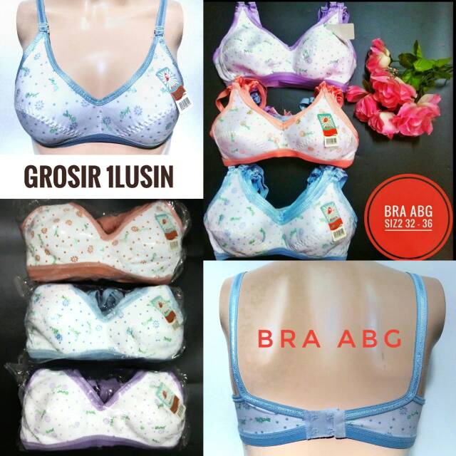Bellino - Khusus Grosir 1lusin Bra Abg Motif Size Seri 32 34 36 Tanpa Kawat / Bh Abg Lusinan Murah