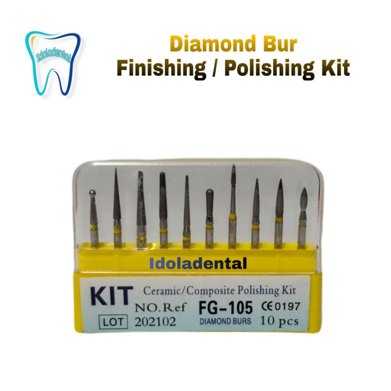 Dental Diamond Bur Polishing Composite Poles pita kuning
