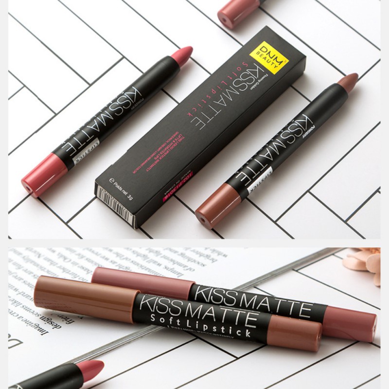 DNM Pensil Lipstik Matte Clay Lipstick Pencil Tahan Lama Dan Tidak Lengket Long Lasting Matte Rotate 19 Colour LA081