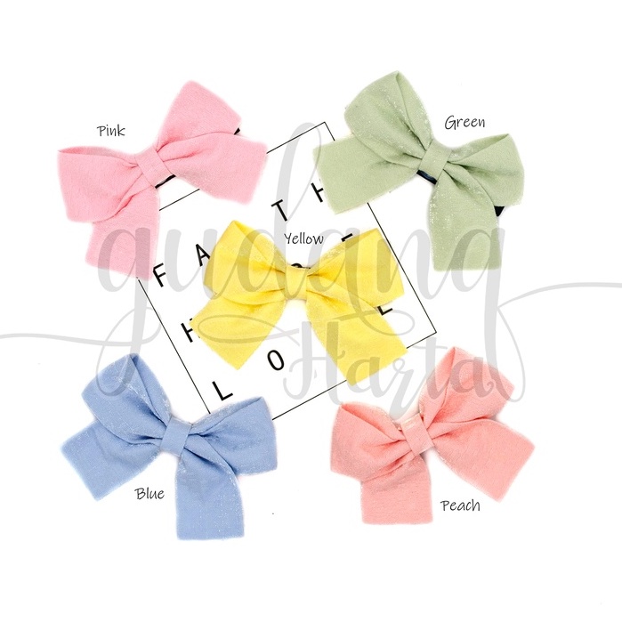 Jepit Rambut Wanita Pastel Simple Bow Hairclip Motif Polos GH 213911