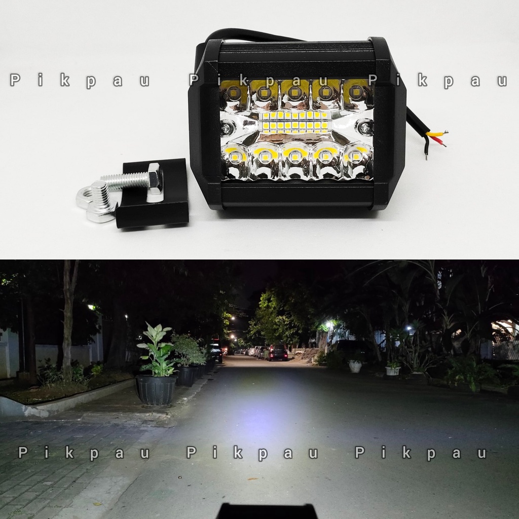 Lampu Tembak Sorot Motor LED 20 Mata 3 Susun Cwl Lampu Depan Cahaya Putih Terang DC 12-36 Volt