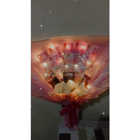 bucket bunga uang asli 100