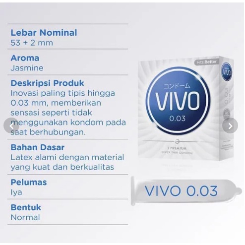 Kondom VIVO 0.03 isi 3 Pcs / Alat Kontrasepsi