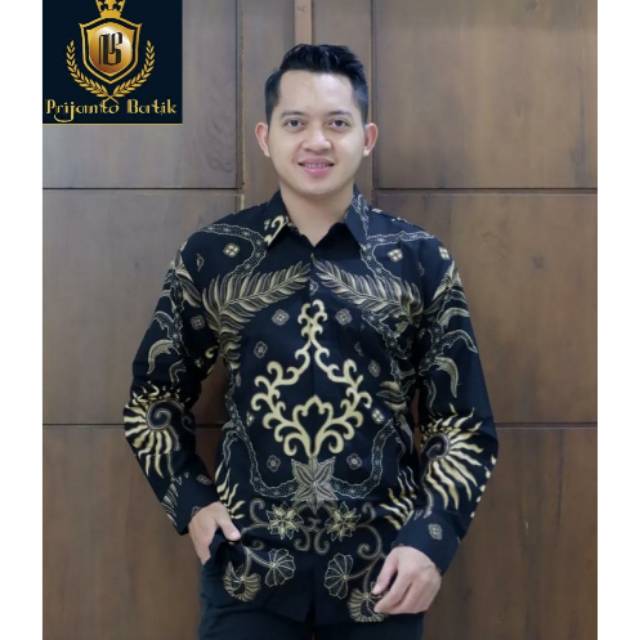 Kemeja Batik Lengan Panjang Warna Hitam BATARA HITAM Bahan Batik Baturaden Batik Lapis Furing