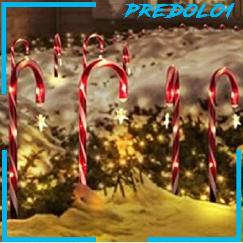 [PREDOLO1] 8Pcs Candy Cane Lights Portable Solar Christmas LED Lamp for Garden Yard