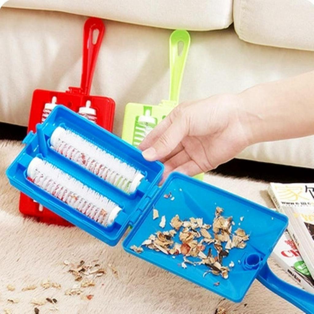 Kreatif Kepala Sikat Ganda Karpet Sofa Brush Handheld Sweeper Crumb Dirt Pet Hair Cleaner Roller Sikat Pembersih Rumah Penghilang Debu