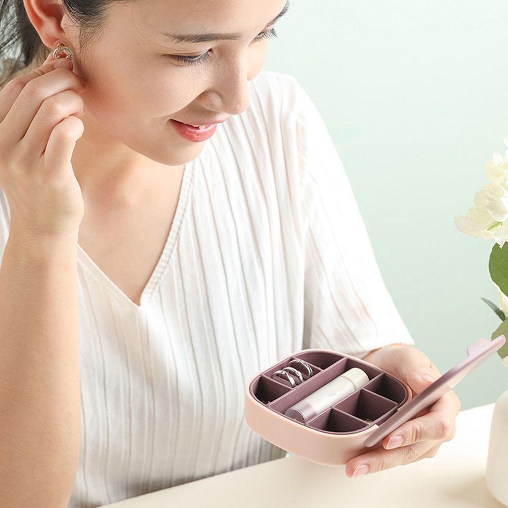Needway   Kotak Penyimpanan Perhiasan Gift Box Anting Multifungsi Dengan Cincin Cermin Untuk Wanita Perempuan Jewelry Case Organizer