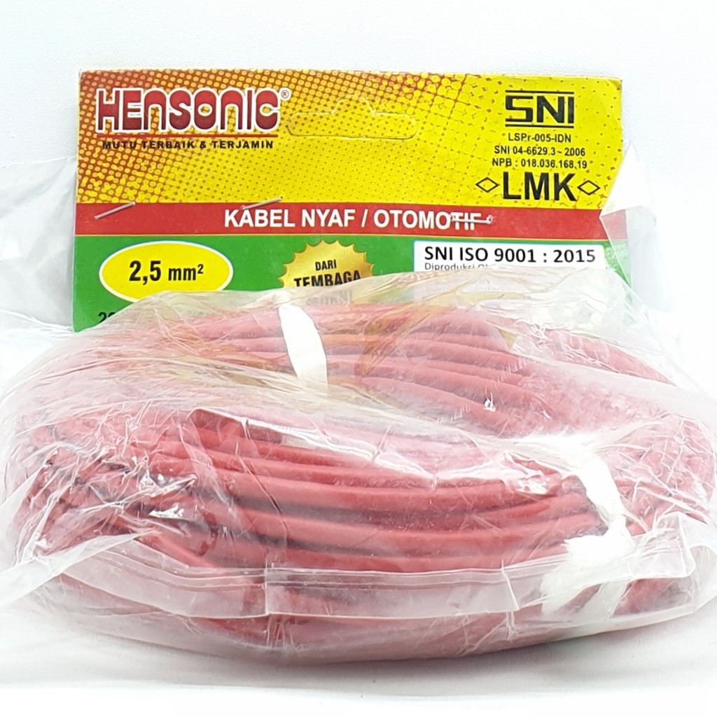 Hensonic NYAF 2,5mm 20M Kabel Listrik Kabel NYAF Kabel Otomotif 2,5mm Serabut SNI LMK 20Mtr Full