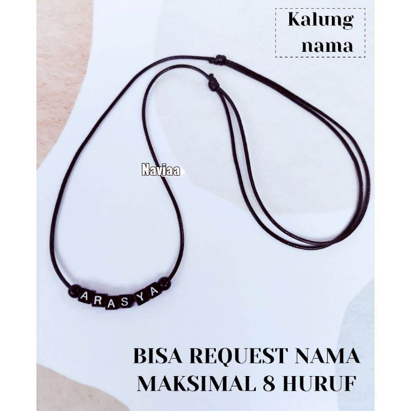 Kalung tali nama/kalung tali giok custom nama/kalung hitam/kalung giok/request nama/request huruf/ka