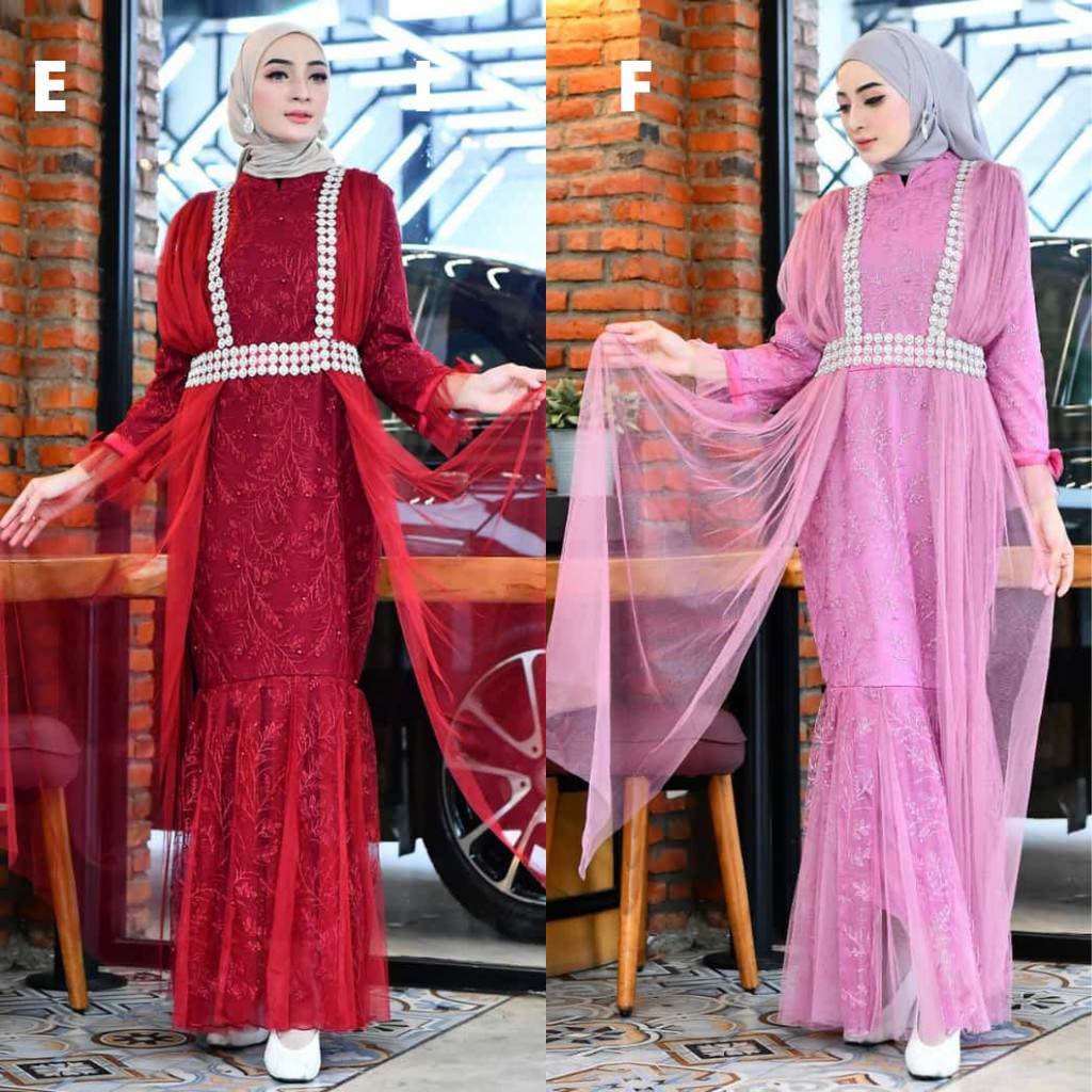 Gamis Wanita / Kebaya Modern TIlle Bordir DUyung Aneka Warna