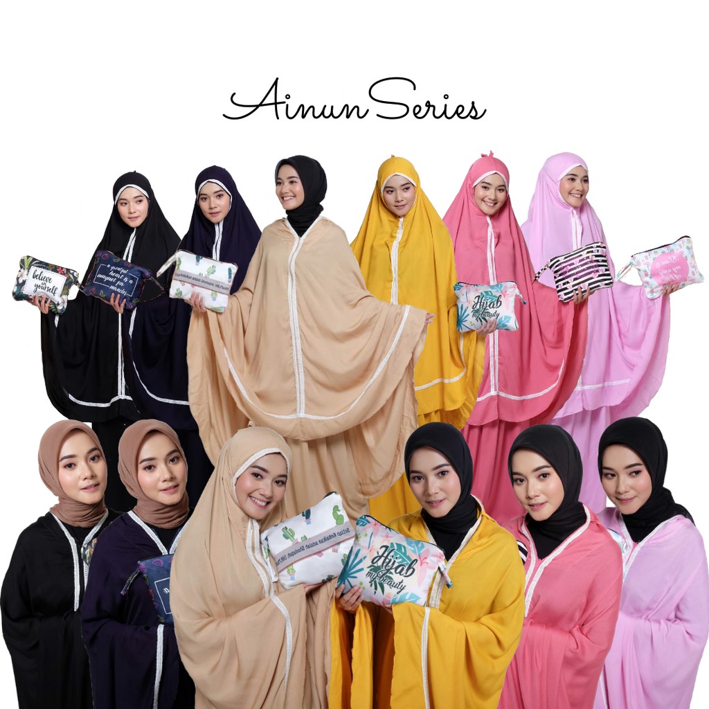 MUKENA TELEKUNG DEWASA 2IN1 PONCO TRAVELING KATUN RAYON LACE AINUN