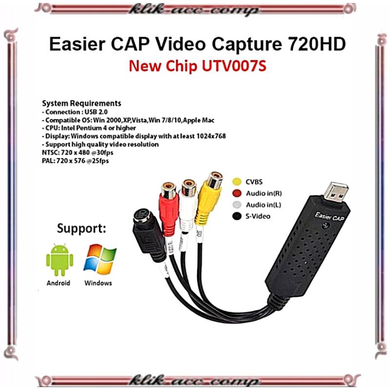 EasyCap Easy Cap Video Capture USB DVD AV Capture Video Card Adapter USB 2.0 Digital Easier Capture