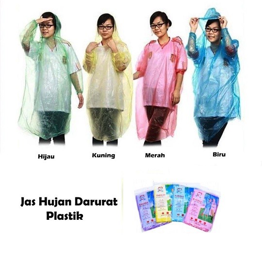 Jas hujan plastik sekali pakai Raincoat Disposable Emergency