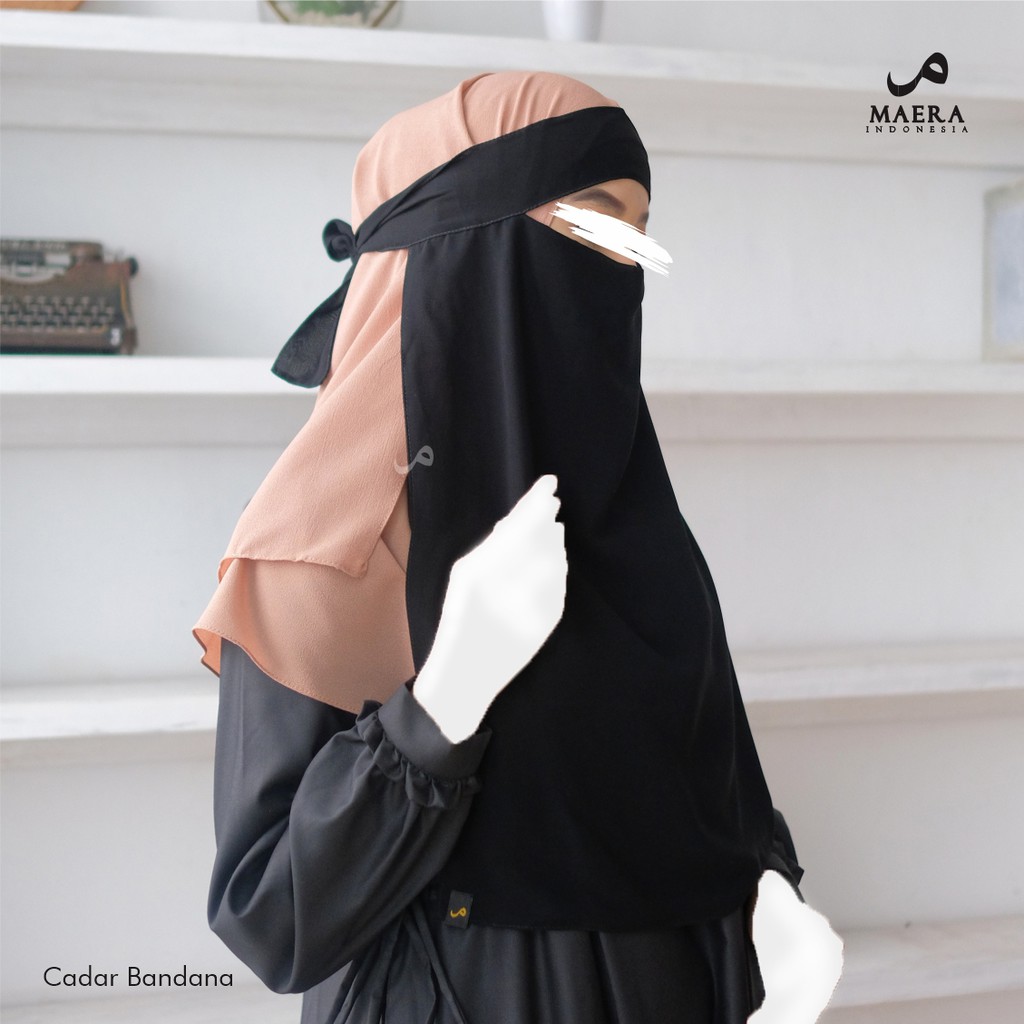 Niqab Asma / Cadar Bandana JetBlack Sifon Silk Premium By Maera Indonesia