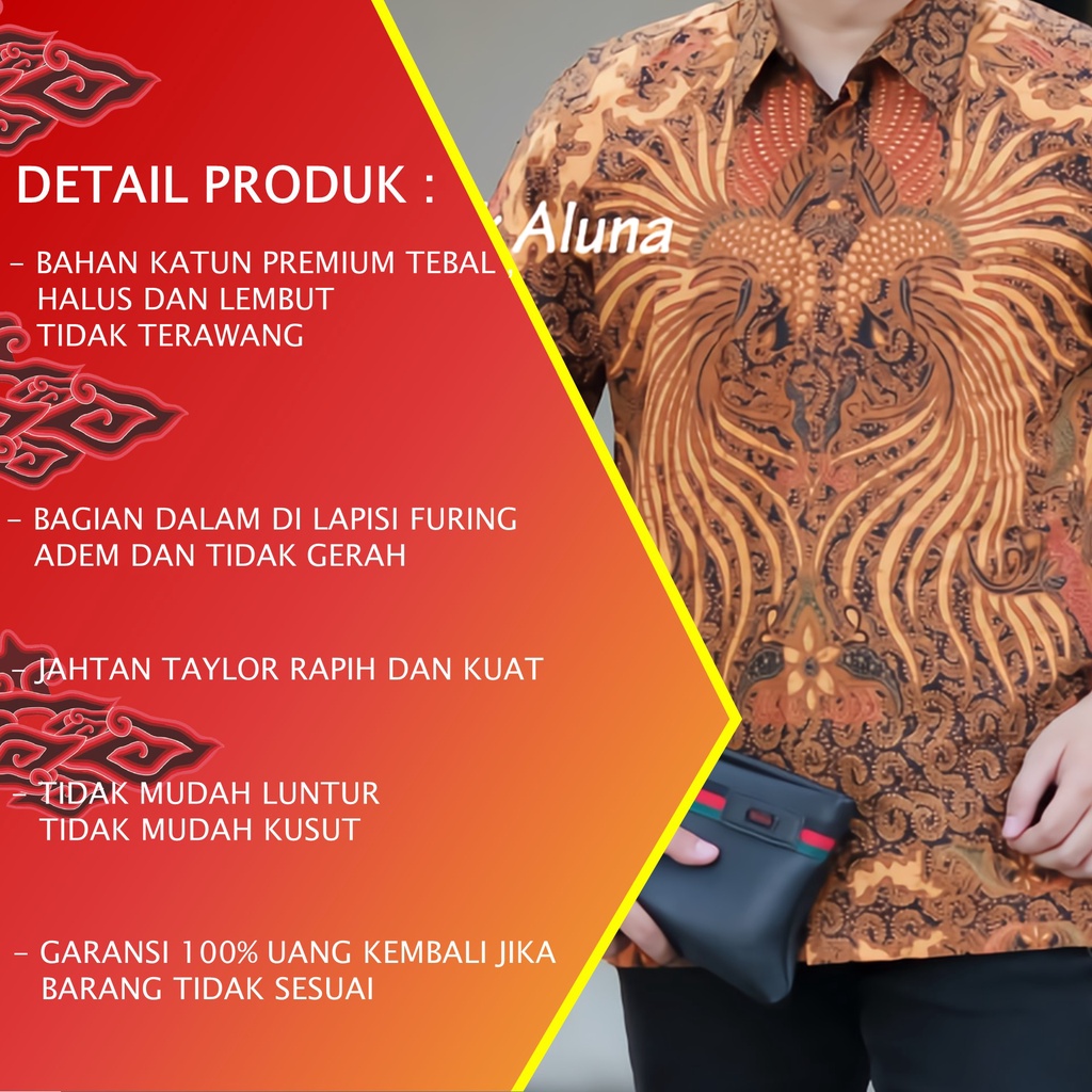 BAJU BATIK PRIA DEWASA LENGAN PENDEK TERBARU 2021 BATIK COWOK MODERN ASLI BATIK ALUNA PD 018