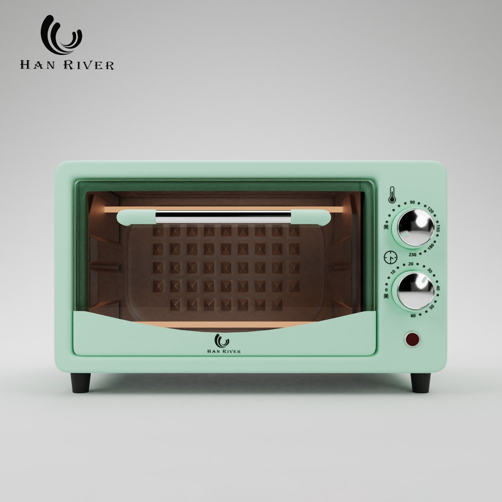 Oven listrik HROV01GN oven listrik low watt 800W tombol pilih suhu dan waktu yang dapat disesuaikan 12L