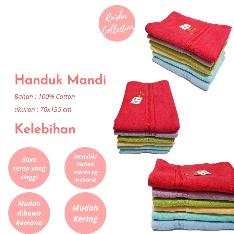 RC Handuk Merah Putih/MW Jumbo Termurah ukuran 70*135  Motif Polos Warna Lengkap