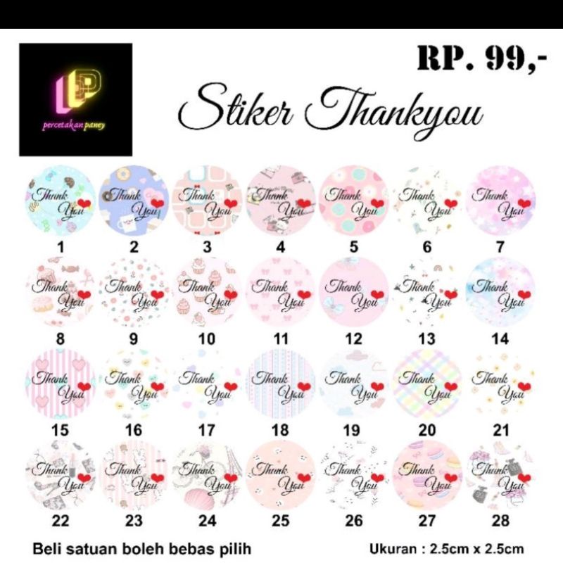 

[Isi 200pcs] Stiker Thankyou 2,5cm Custom Thank you Stiker TY
