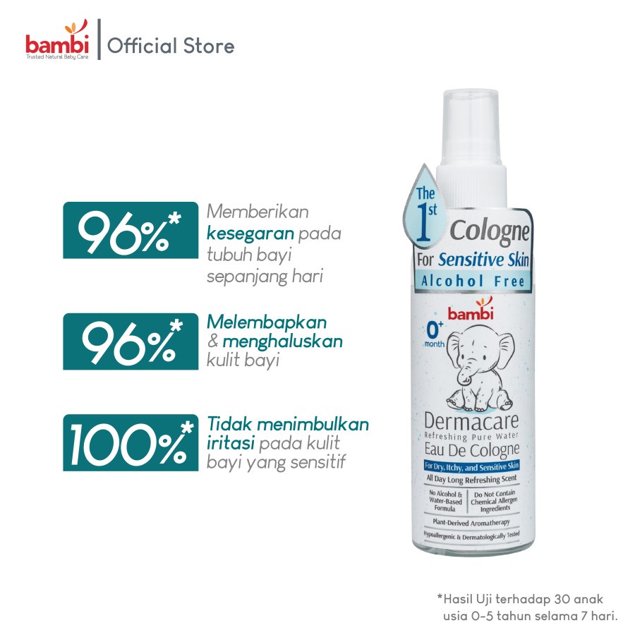 Bambi Baby Dermacare Refreshing Pure Water Eau De Cologne 100ml