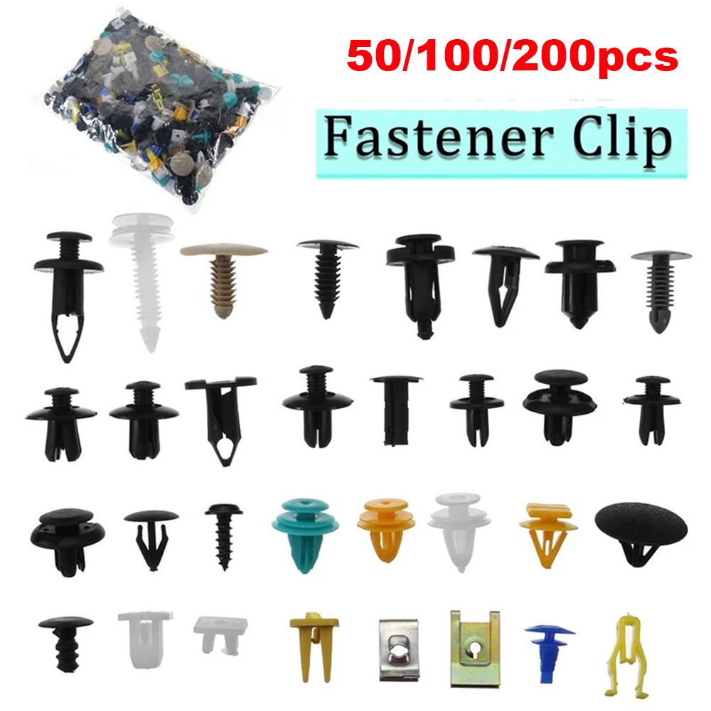 AUGUSTINA 50/100/200pcs Car Bumper Clips Vehicle Car Fastener Rivet Auto Fastener Door Panel Liner Universal Interior Accessories Plastic Mixed Color Retainer Clip