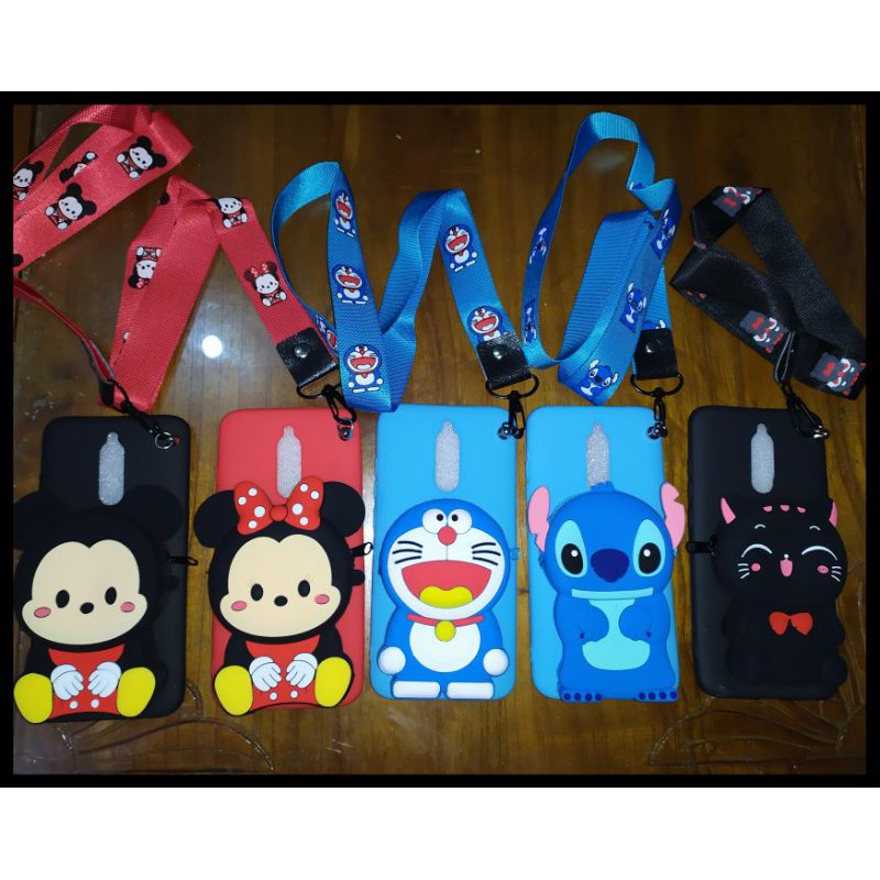 Softcase Dompet + Tali Xiaomi Redmi 8/8A Pro Note 9 Note 7 Note 8 Boneka
