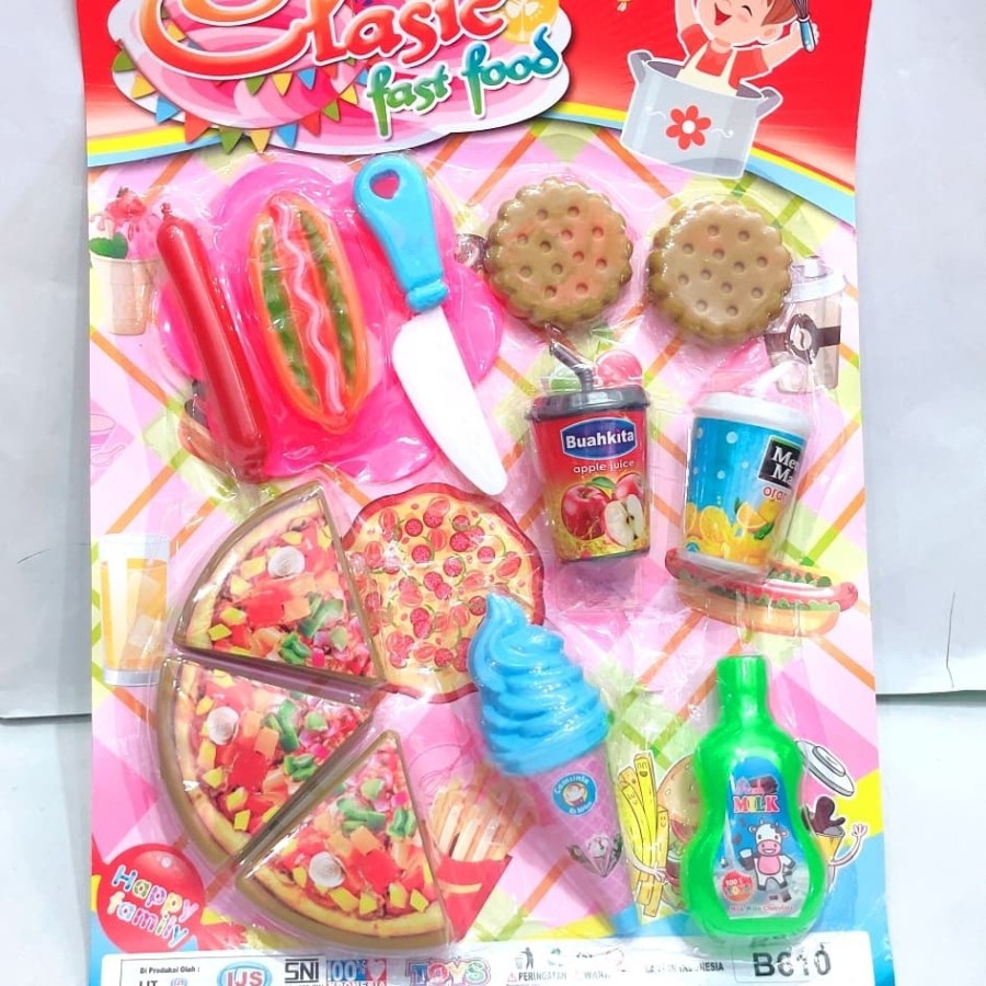 Mainan anak masak masakan pizza classic fast food - b610 / b612