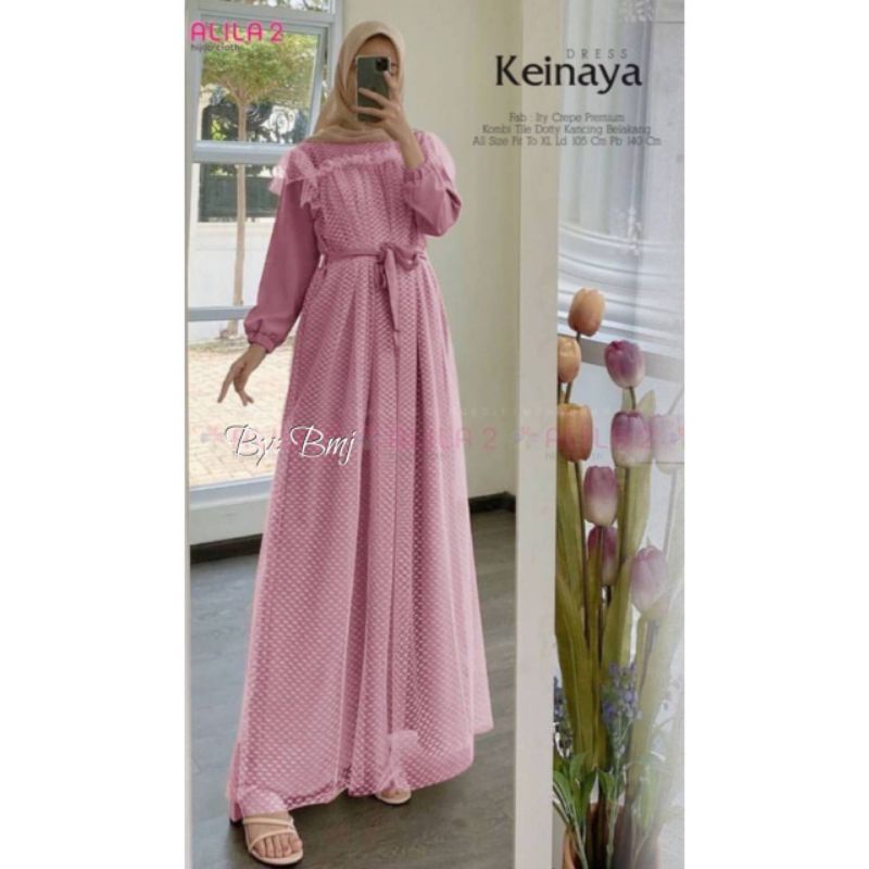 TERBARU DRESS KEINAYA STD JUMBO / GAUN PESTA TILE DOTY