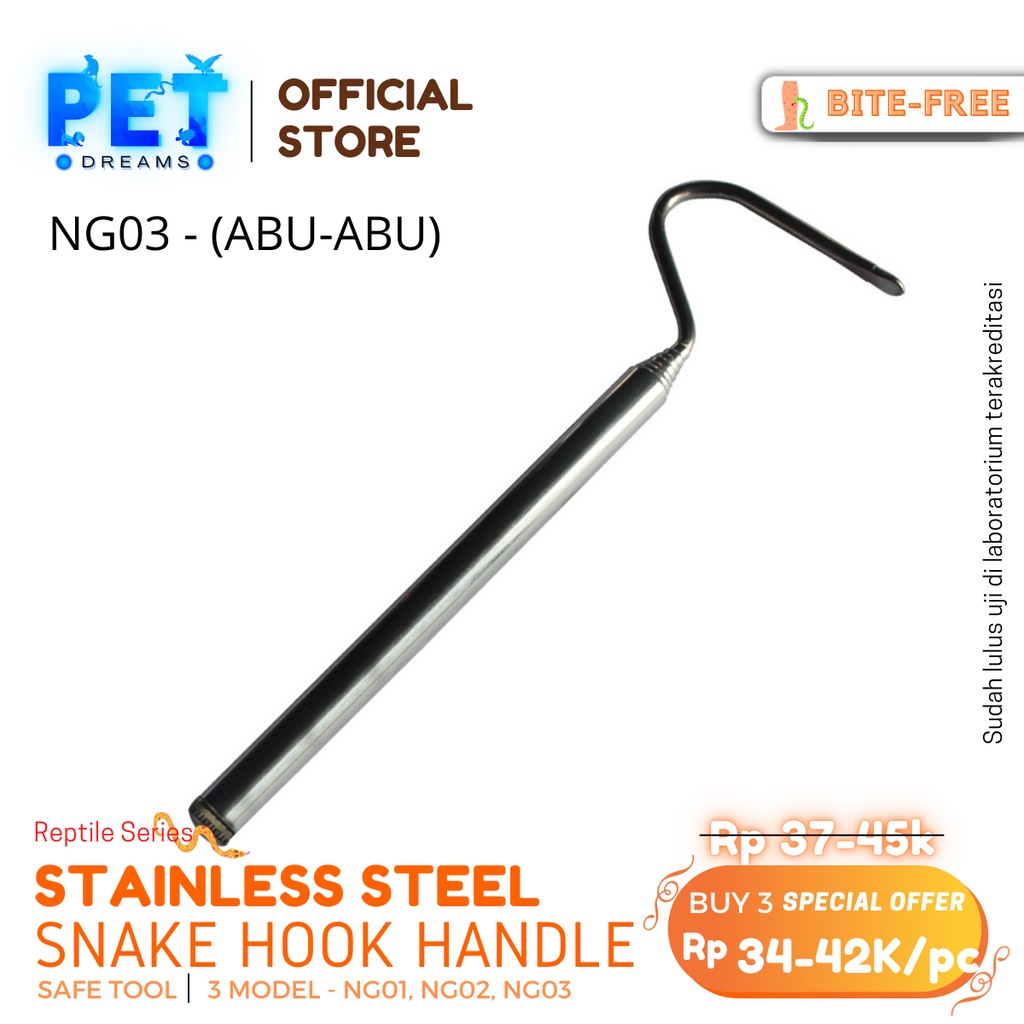 SNAKE HOOK TONGKAT PENGAIT ALAT PENANGKAP PEGANG ULAR RETRACTABLE STAINLESS STEEL STIK REPTIL