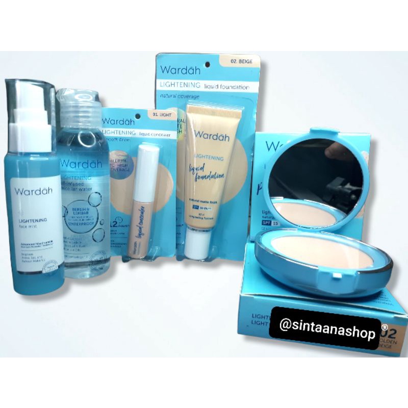 Paket Kosmetik Wardah Lightening 5pcs | Wardah Paket Set Make Up | Wardah Lightening Series