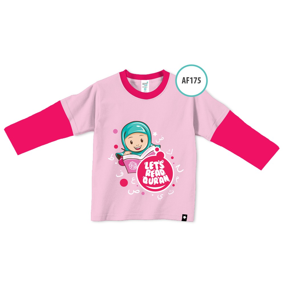 KAOS AFRAKIDS &quot;LET'S READ QURAN&quot; AF175 Lengan Panjang size XS